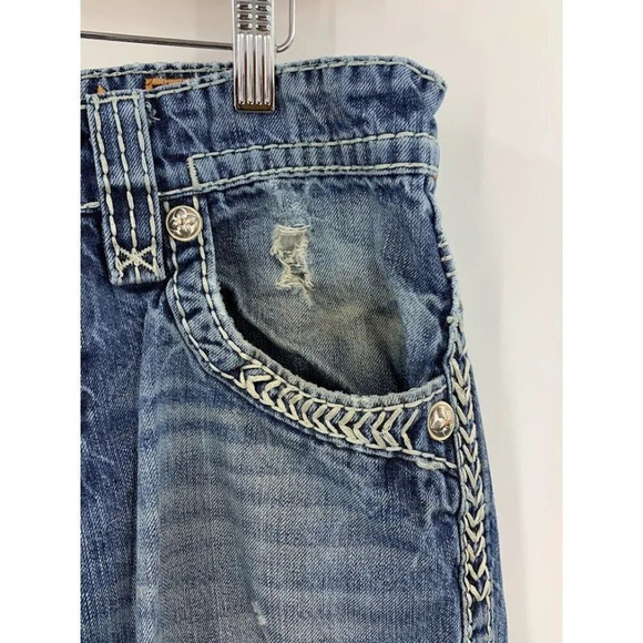 Rock Revival Men's Ethan Destroyed Distressed Slim Straight Leg Jeans Size 32x29 - Picture 4 of 16